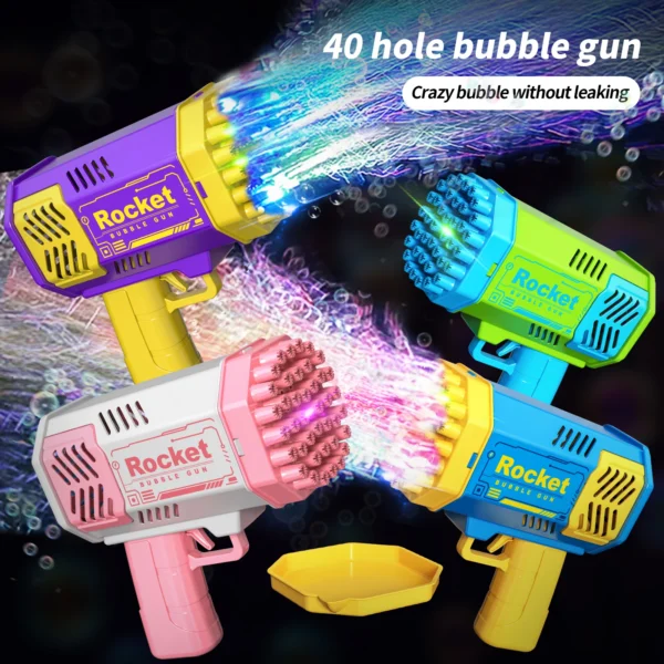 40 Hole Bubble Machine Fully Automatic Bubble Blowing Light Outdoor Bubble Machine without Battery without Bubble Water 1